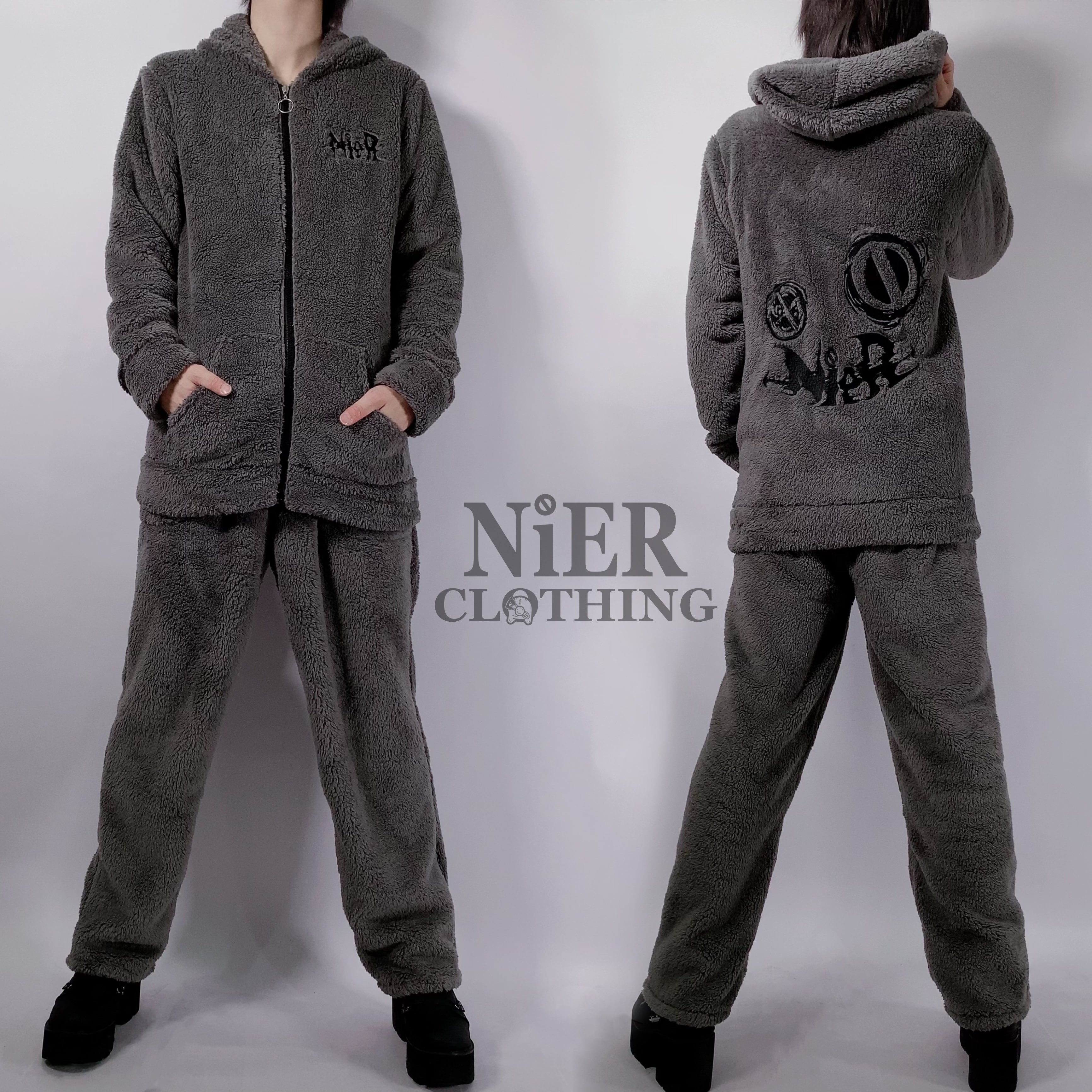 Design刺繍ふわもこルームウェアセットアップ ユニセックス Nier Clothing Powered By Base Nier セットアップ ルームウェア 刺繍 Logo Studiodeiure It