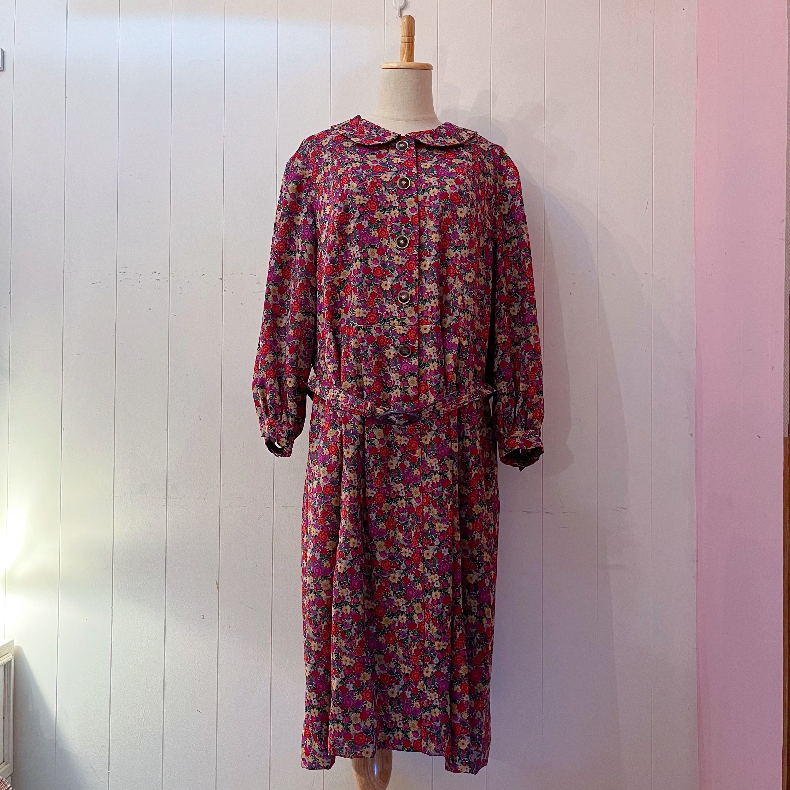 purple red flower one-piece