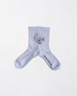 Chaos Fishing Club　1PAC OSAKANA KUN SOCKS　カオスフィッシングクラブ　おさかなくんソックス　ホワイト / ブラック / アイスグリーン / ピーコック