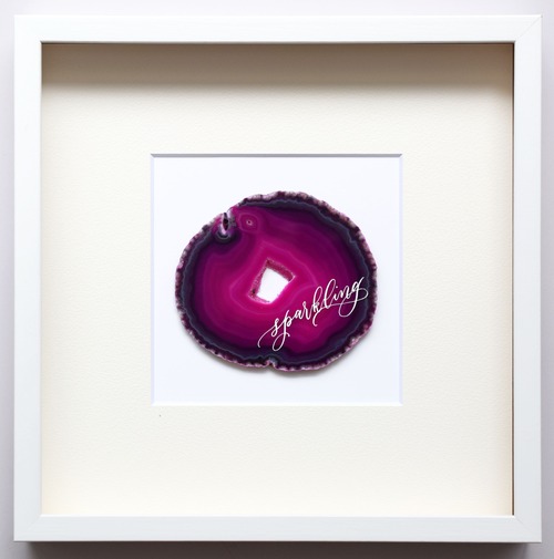 Wall letter◇sparkling pink ／ Wall decor／calligraphy agate slice／handwritten／ウォールデコ カリグラフィー アゲートスライス 