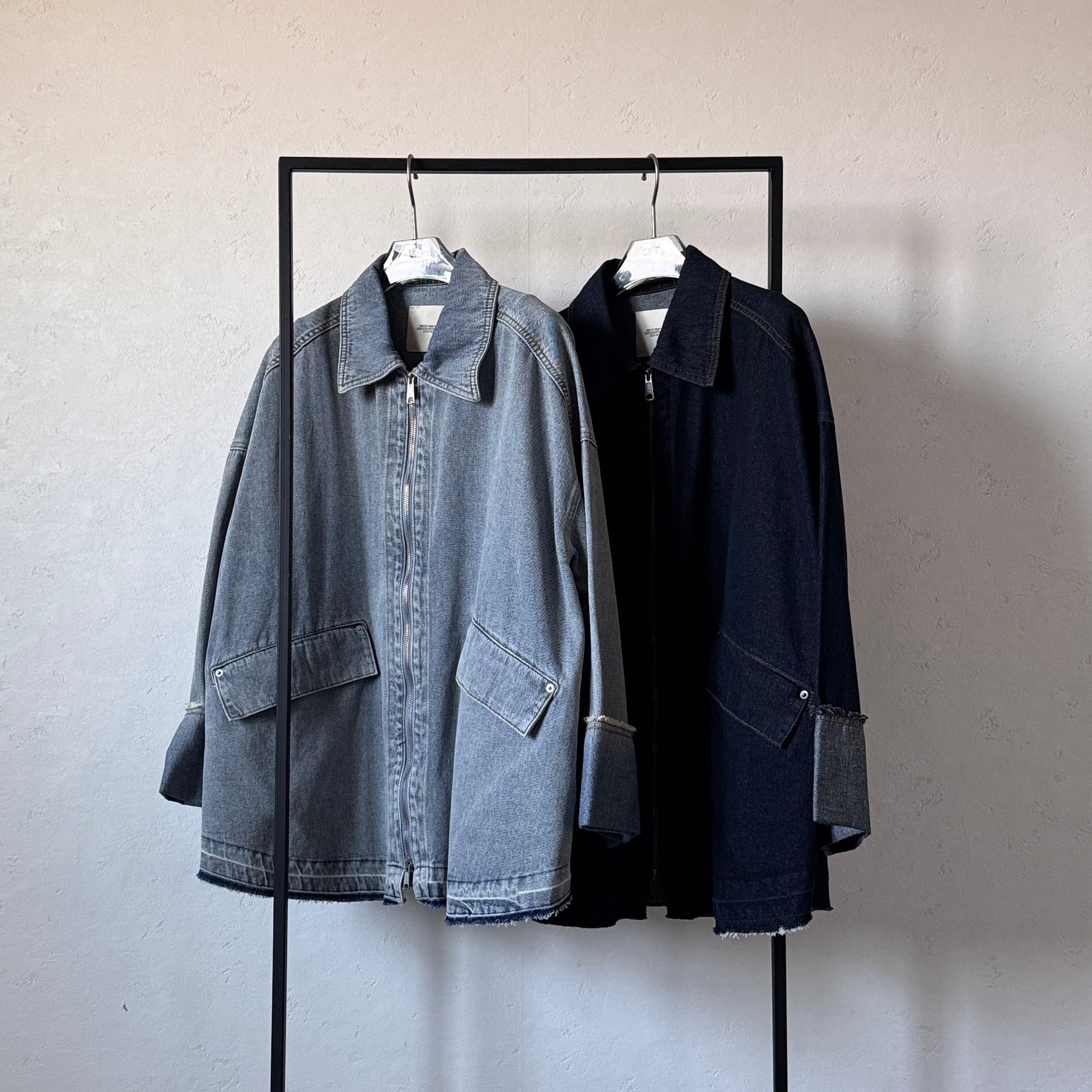 予約：1月下旬入荷予定】W zip フリンジツイルデニムオーバーJK
