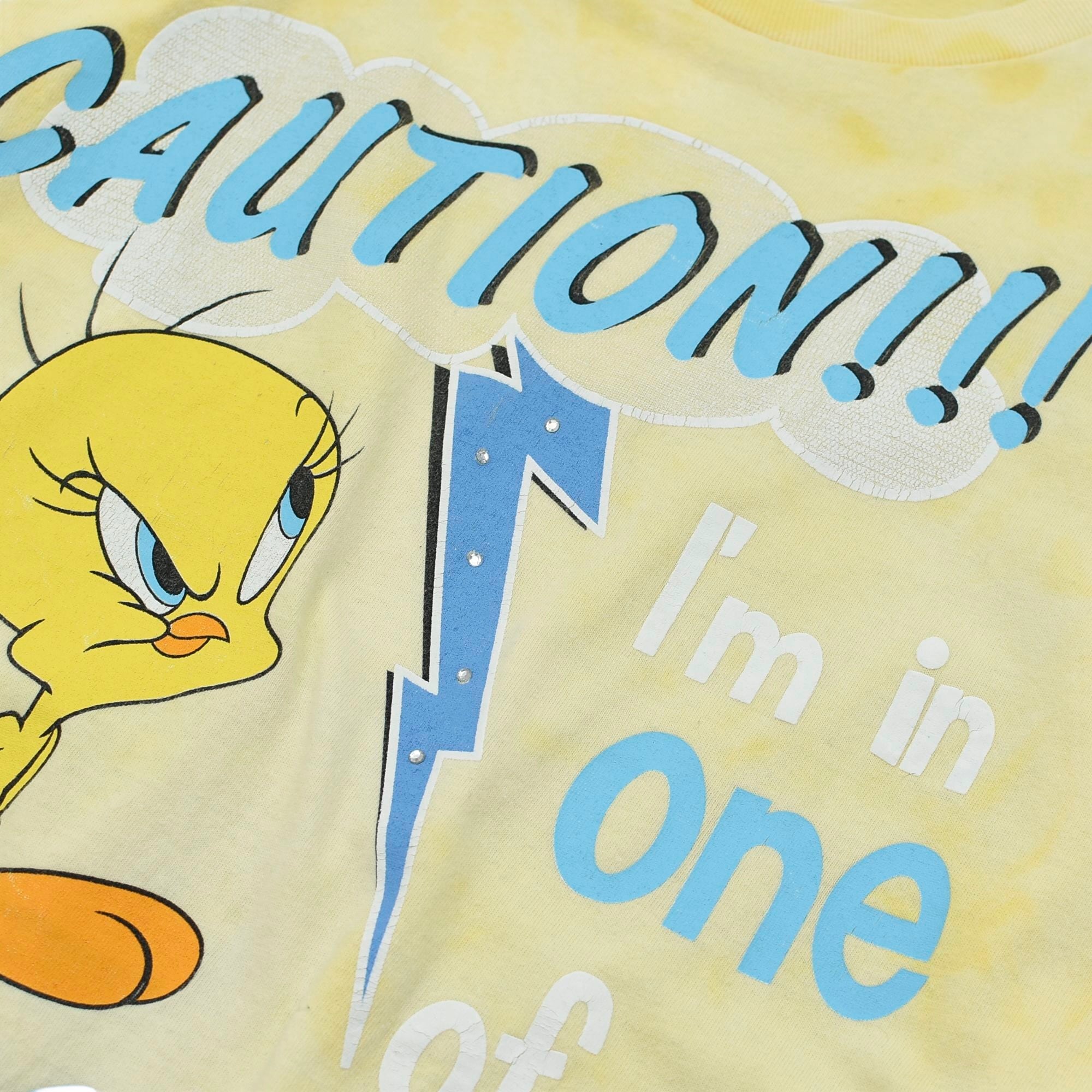 00s LOONEY TUNES tweety bleaching T-shirt | 古着屋 grin days