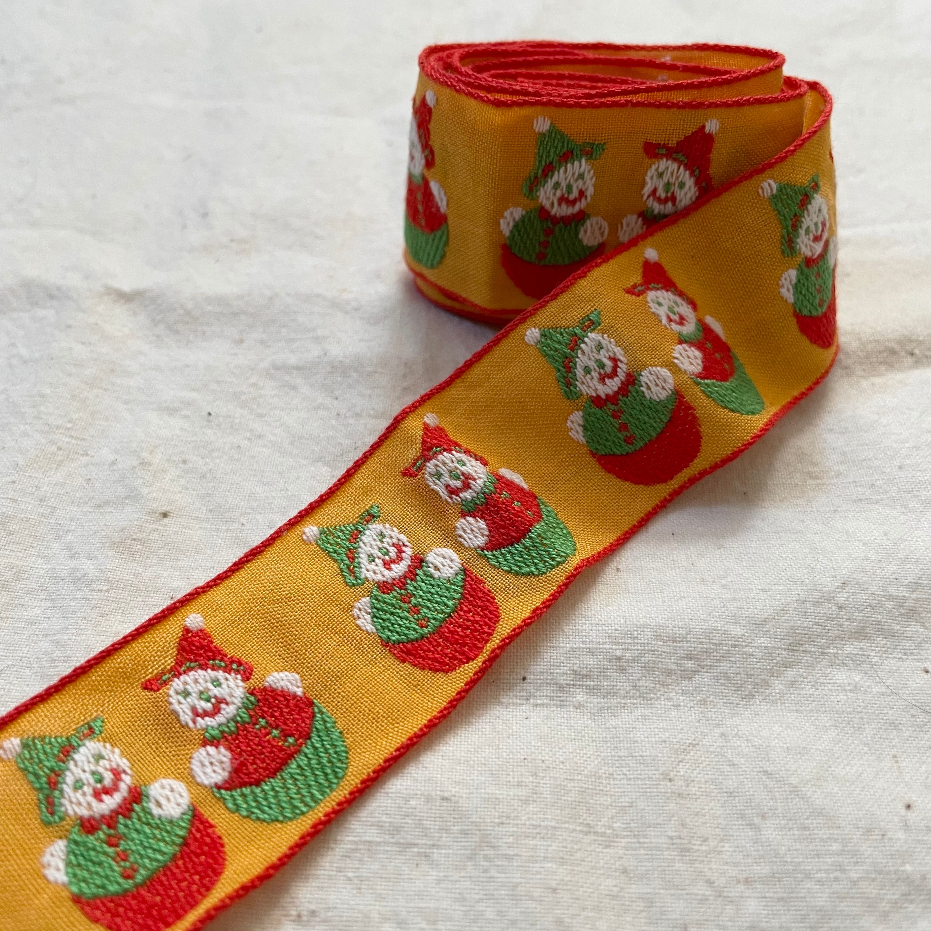 雪だるま刺繍リボン