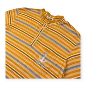 PIA SPORTS ピアスポーツ マリン ロゴ刺繍 ボーダー柄 鹿の子 ヘンリー 半袖Tシャツ カットソー サイズ 4 /オレンジ系/ライカ/日本製