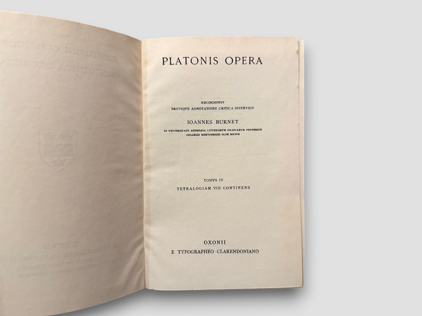 SCT042】Platonis Opera. Complete set in 5 volumes.(1946-1950