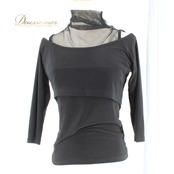 社交ダンス 衣装 スタンダード トップス レッスンウェア レディース Create-Sun クリエイトサン レース 黒 練習着 シンプル 無地 上品 伸縮性 コーディネート クラシック ブラック系 おしゃれ スポーツウェア ダンスウェア フィットネス タウンユース 上品スタイル お出かけ用 レッスン用 トップススタイル レディースファッション スタイルアップ