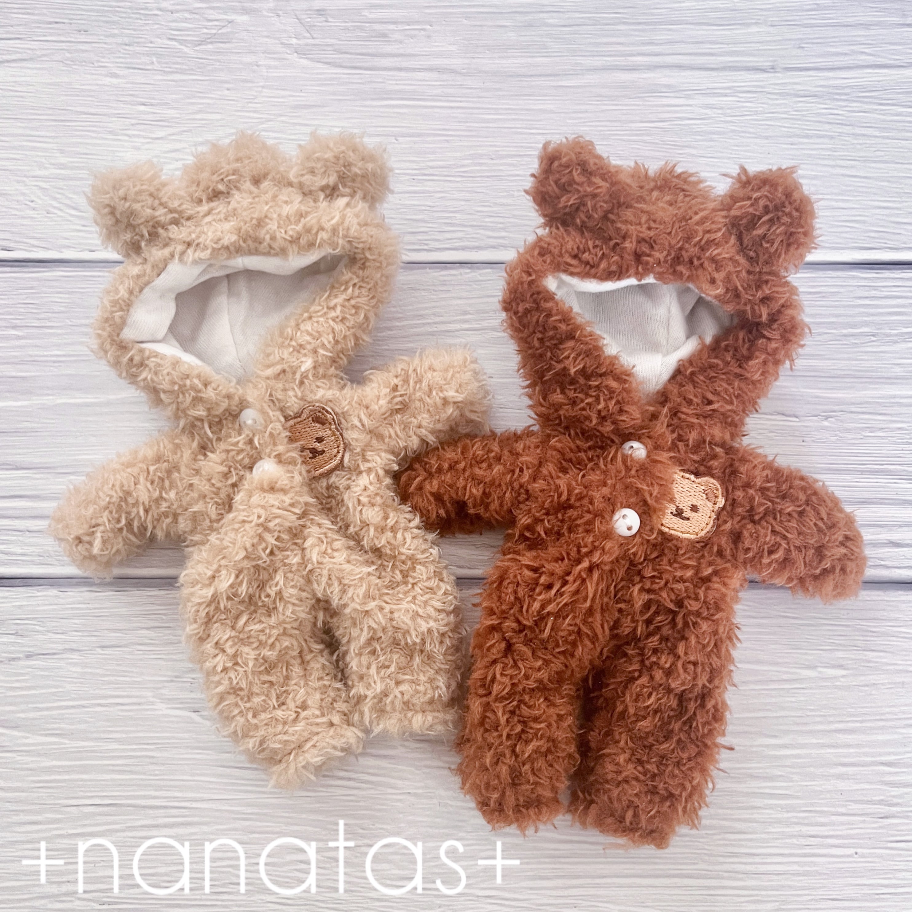 持てるよ くまさん.12〜14cm/ツイード グレー❤︎おすわりぬい服 着ぐるみ 全2色☆くまちゃん着ぐるみ | 7+[ナナタス]