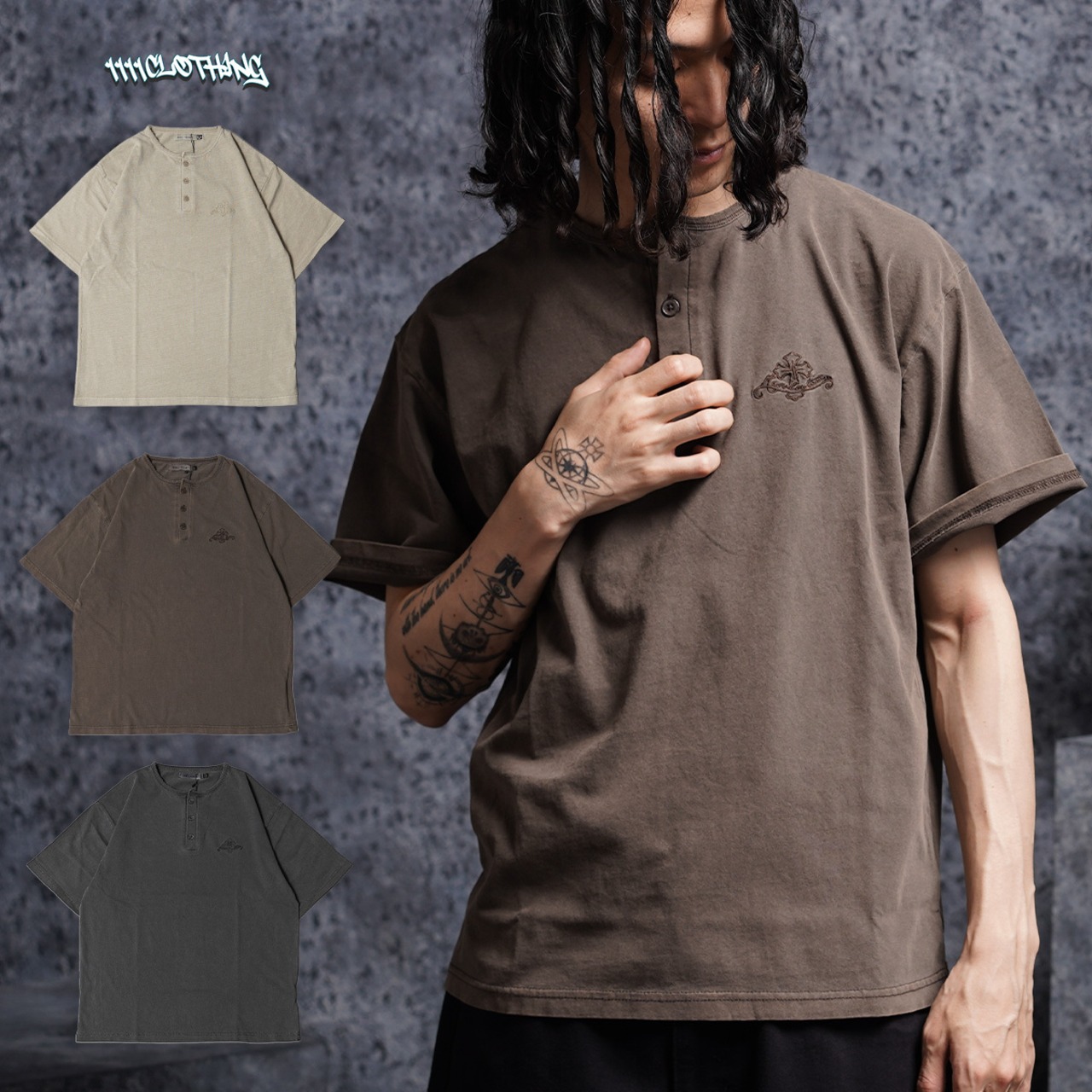 ◆ピグメント ヘンリーネック Tシャツ◆sb-g8243462N