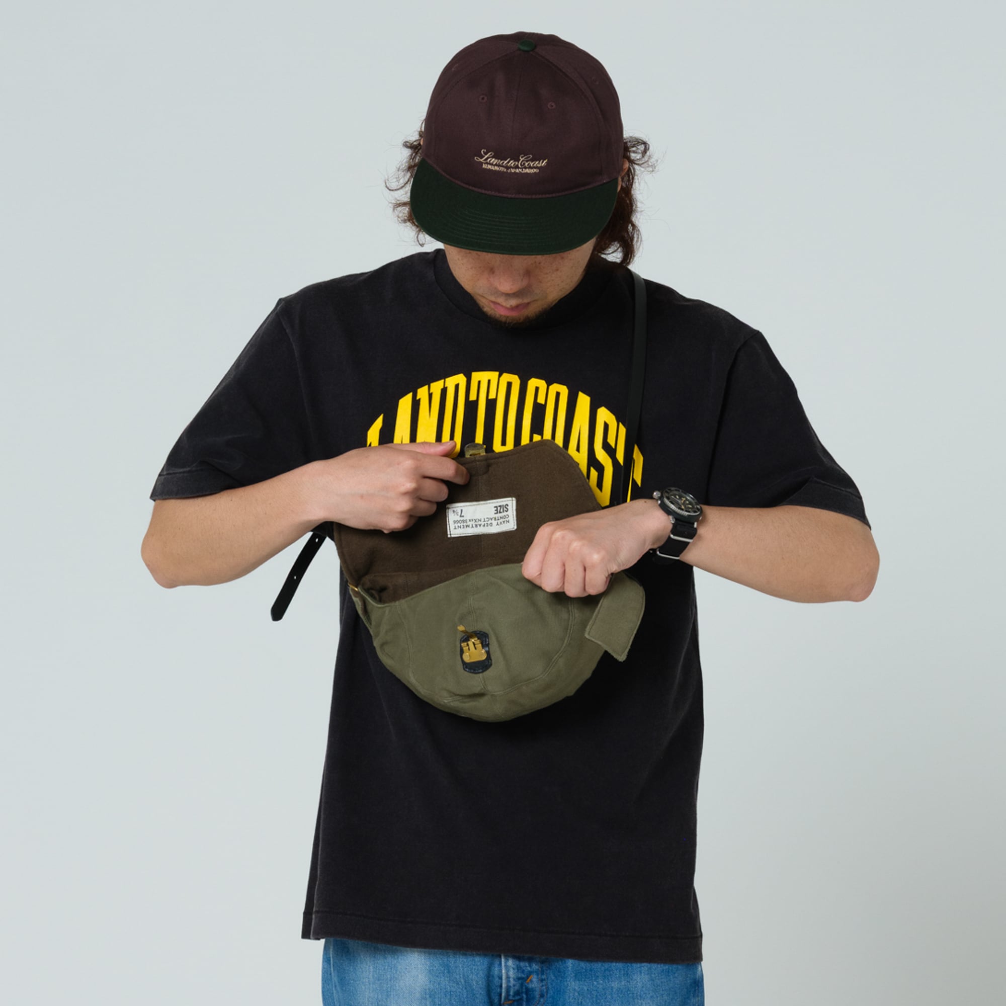 Ratsnuts Leather】U.S NAVY N-1 DECK HELMET CUSTOM BAG（OLIVE） | DARGO