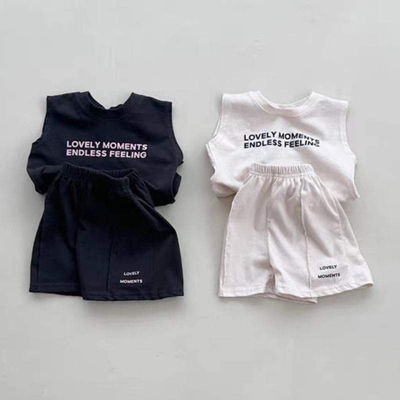 【美品】BABYL+shibori　セットアップ上下＋完売Tシャツ付 BABY&KID】夏作「LOVELY MOMENTS」のレタープリントノースリーブ