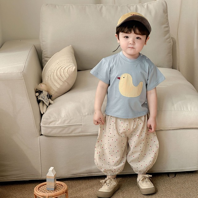 【セット】ひよこ半袖Tシャツドットパンツセットアップ - 3