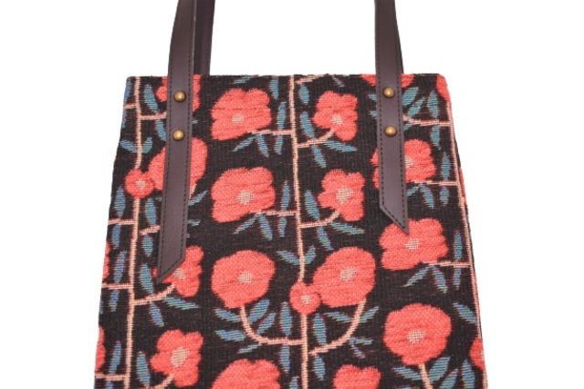 [JERI MARL] ゴブラン織り トートバッグ ミニ (ハナレッド) 工房 手作り 日本製 エコパッケージ MX-0038-310