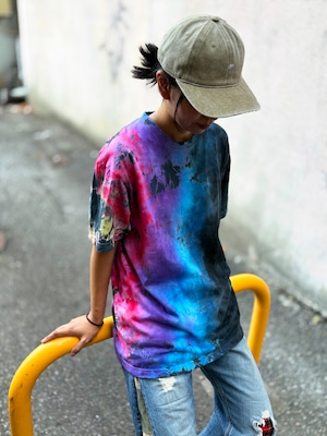 タイダイ Tie-dye Tシャツ Lサイズ ブラック×カラフル COLORFREEYTHM ― Color & Rhythm Tie-Dye T-Shirt HD26-69