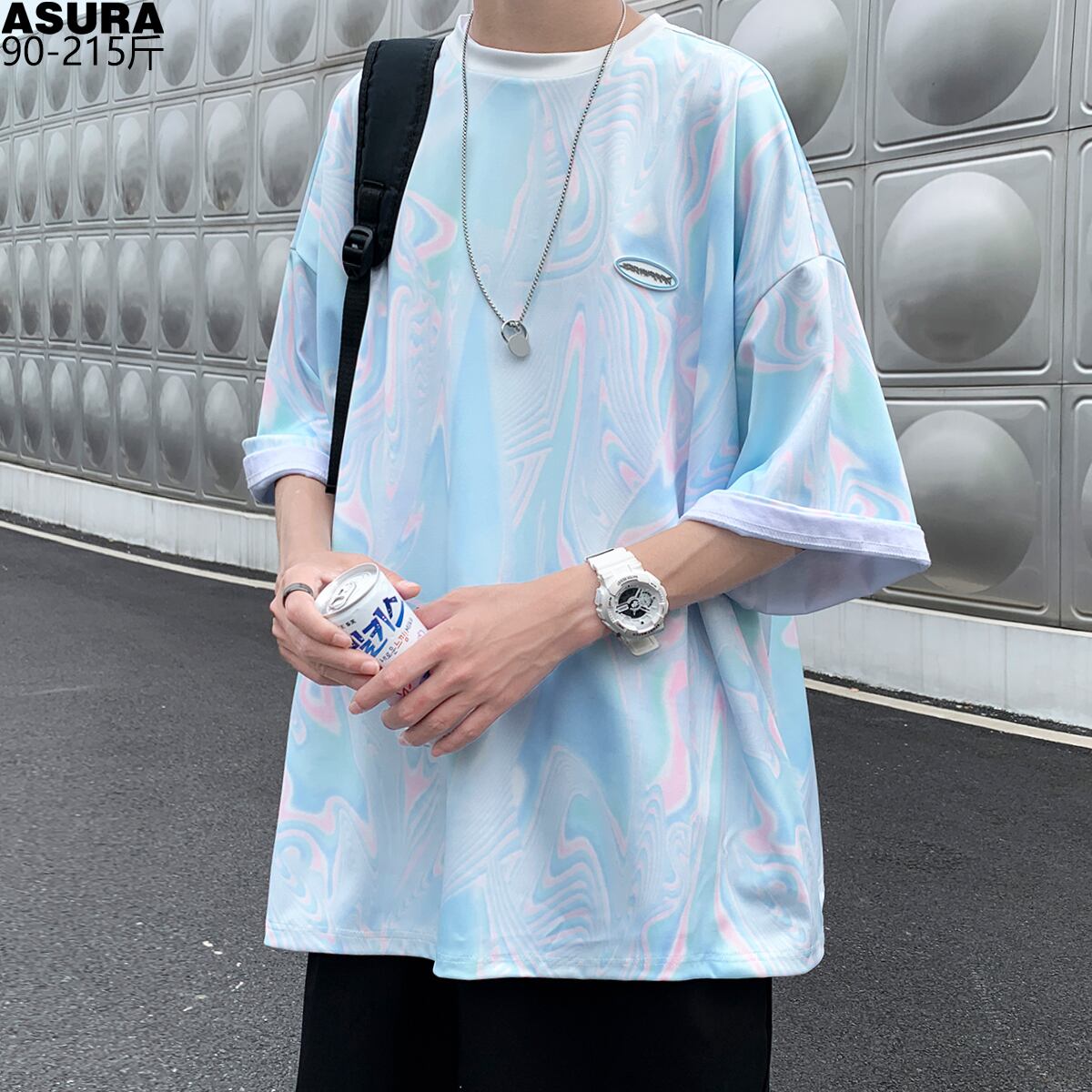 Tシャツ ルーズサマー ストリート 大きめサイズ 夏物 ASURAプラスサイズメンズ9744704341