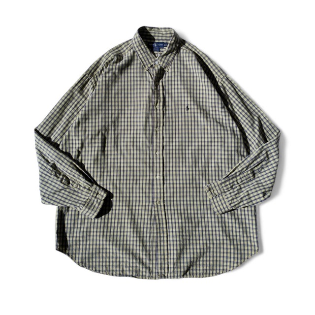 Polo Ralph Lauren　ポロラルフローレン　BLAKE ギンガムチェック　ボタンダウンシャツ　イエロー×グレー　メンズ　長袖