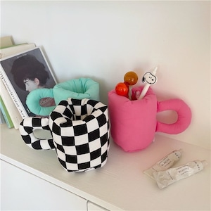 fabric cup holder 3colors / ファブリック マグカップ ホルダー ペン ブラシ ペン立てコップ オブジェ 韓国 インテリア 雑貨