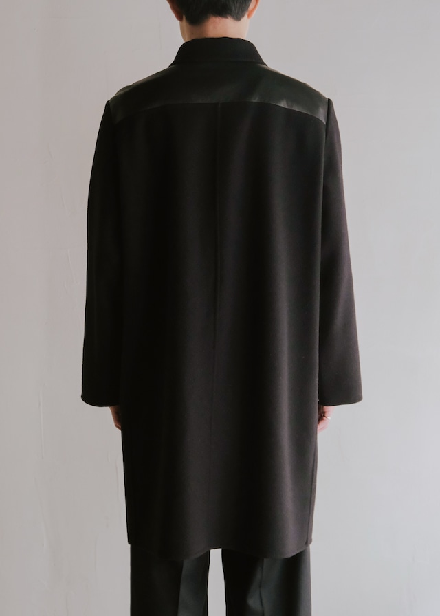 90's Salvatore Ferragamo kid skin leather yoke toggleless coat