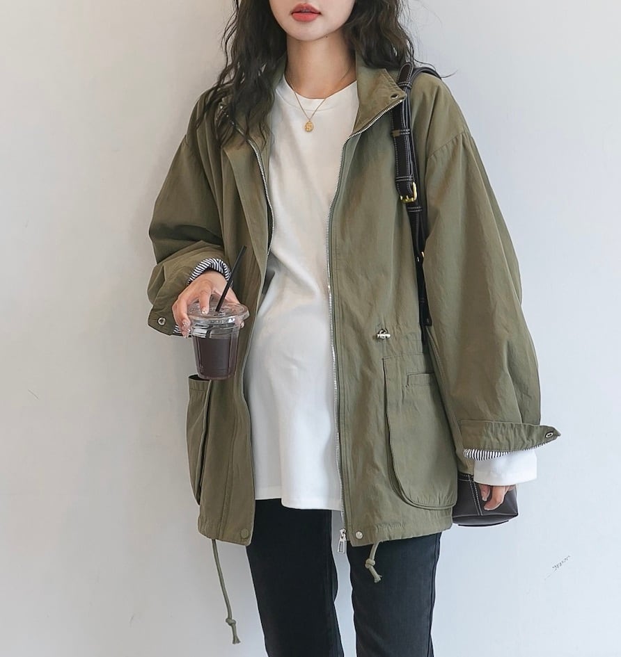 大きめポケット 長袖 ジャケット コート レディース アウター 上着