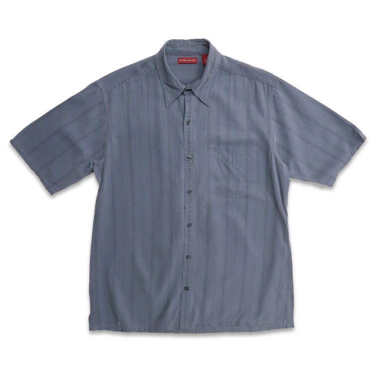 古着 PURE STUFF レーヨン 半袖シャツ ボックスシャツ グレー