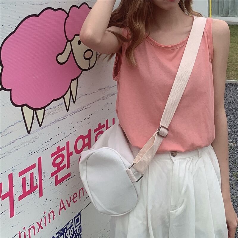 ルーズ薄手カラーノースリーブTシャツ コットン ピュア ハンチェンe43138298432