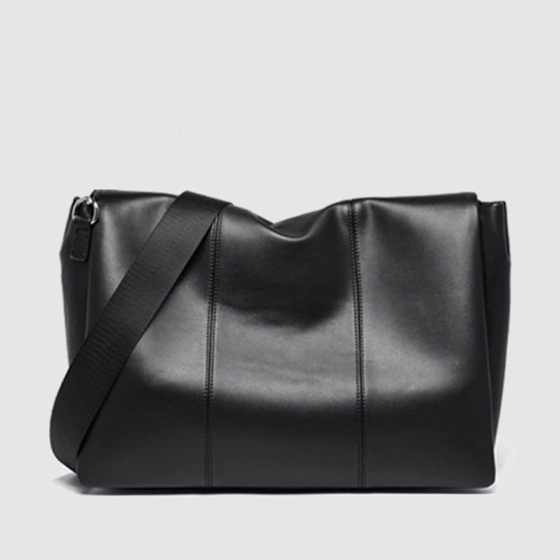 ショルダーストラップ付きシンプルレザーバッグ 長方形 トート 1color MKB0007