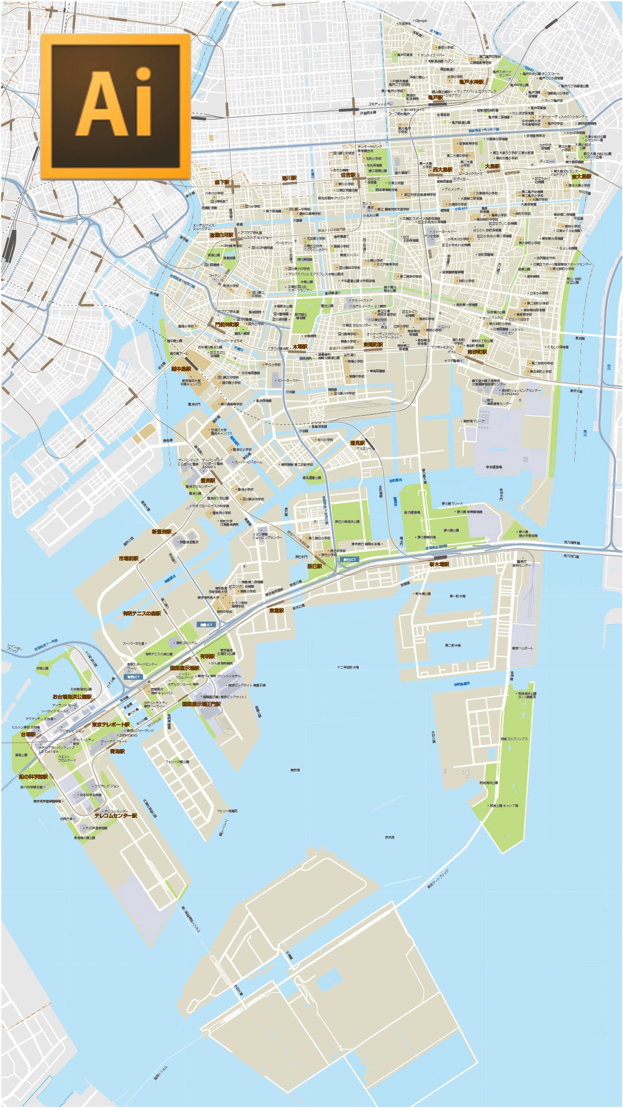 ◆受注制作品◆ 市町村単位の地図（ベクターAI 編集可能）