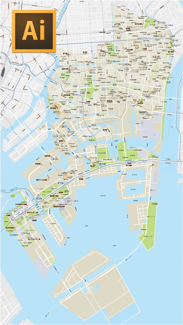 ◆受注制作品◆ 市町村単位の地図（ベクターAI 編集可能）