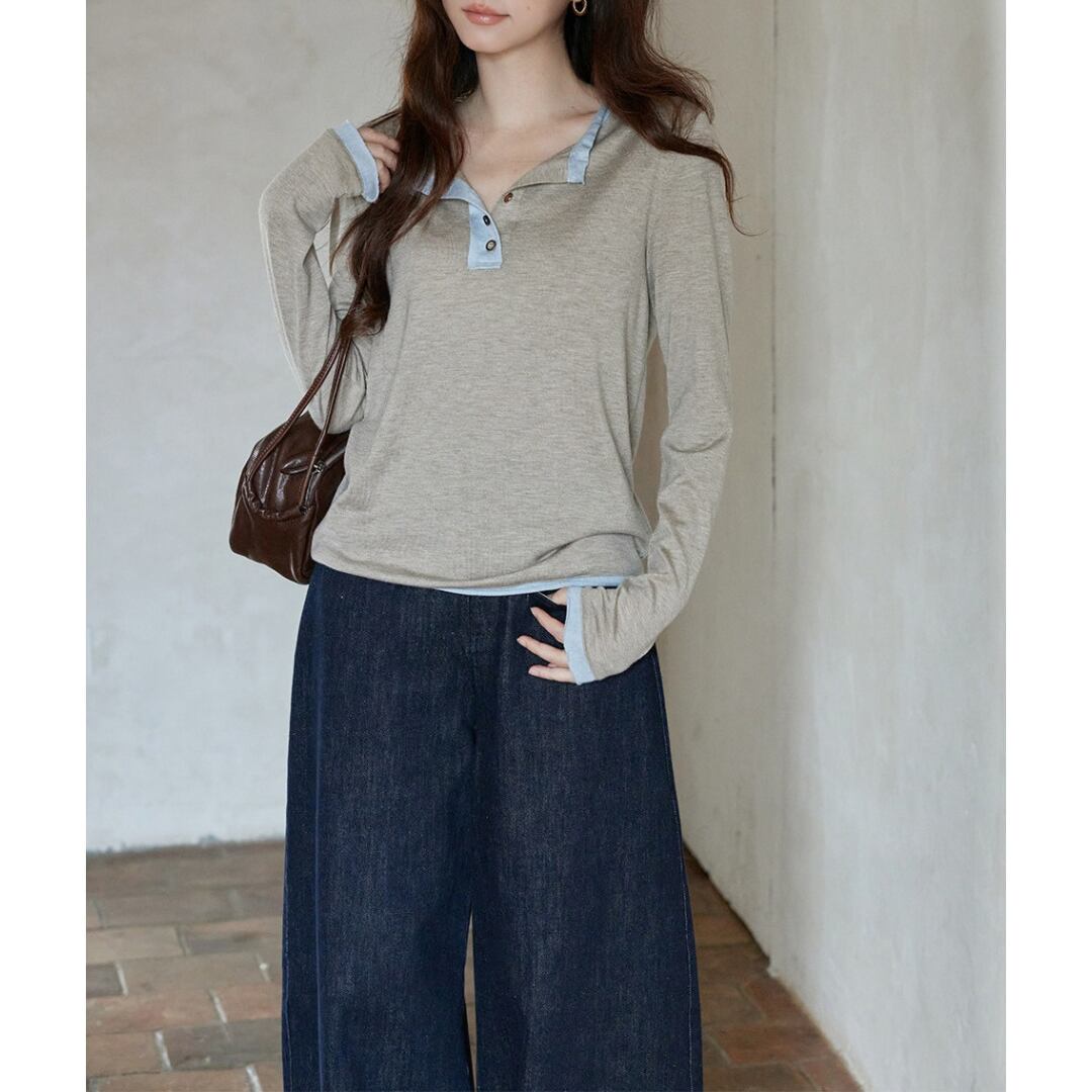 contrast collar henley top