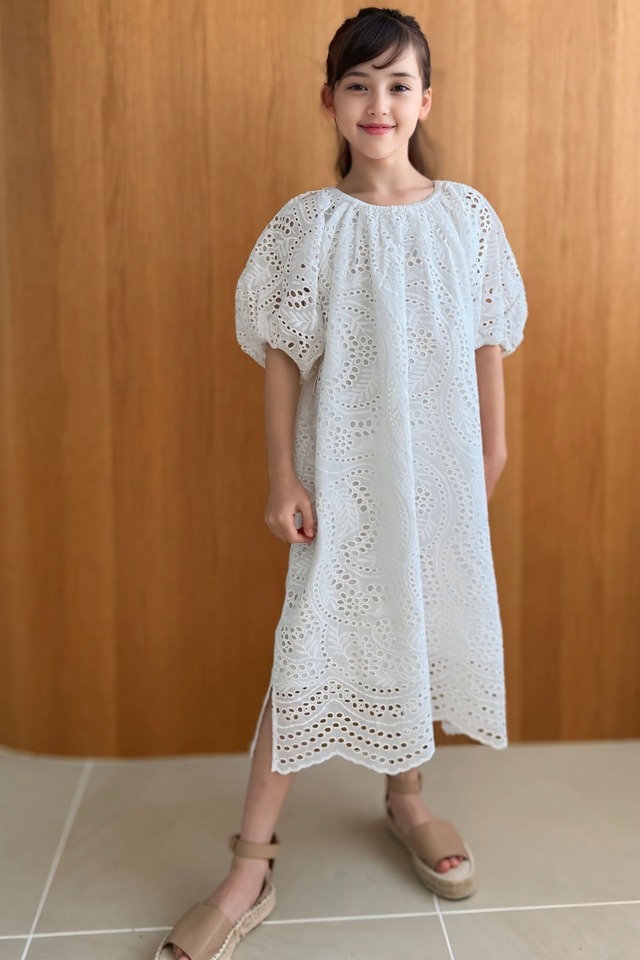 LANIKAI  LACE KIDS DRESS	 WHITE 6Y-11Y