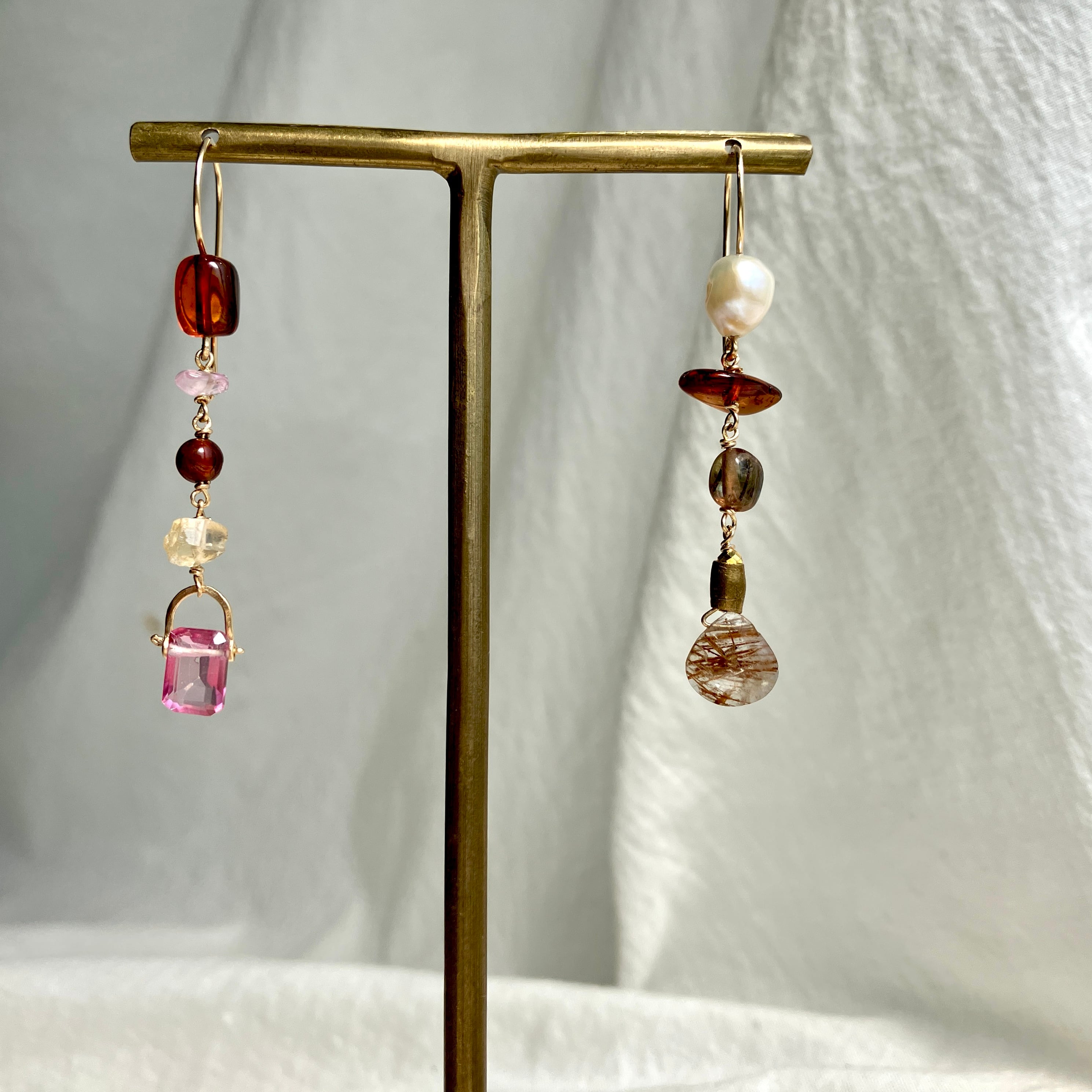 Dusk light 暮れなずむ陽 K14gfフックピアス 1点もの | simon