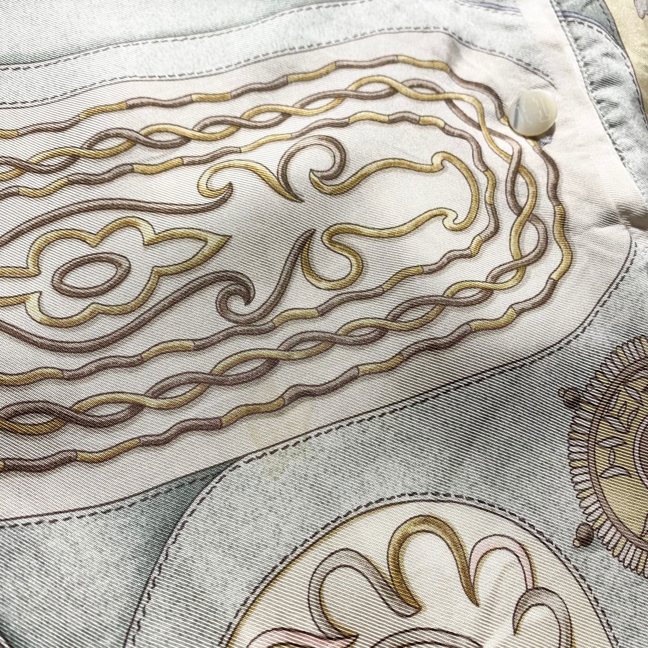 vintage HERMES silk switching cashmere brend knit shirt “Festival”