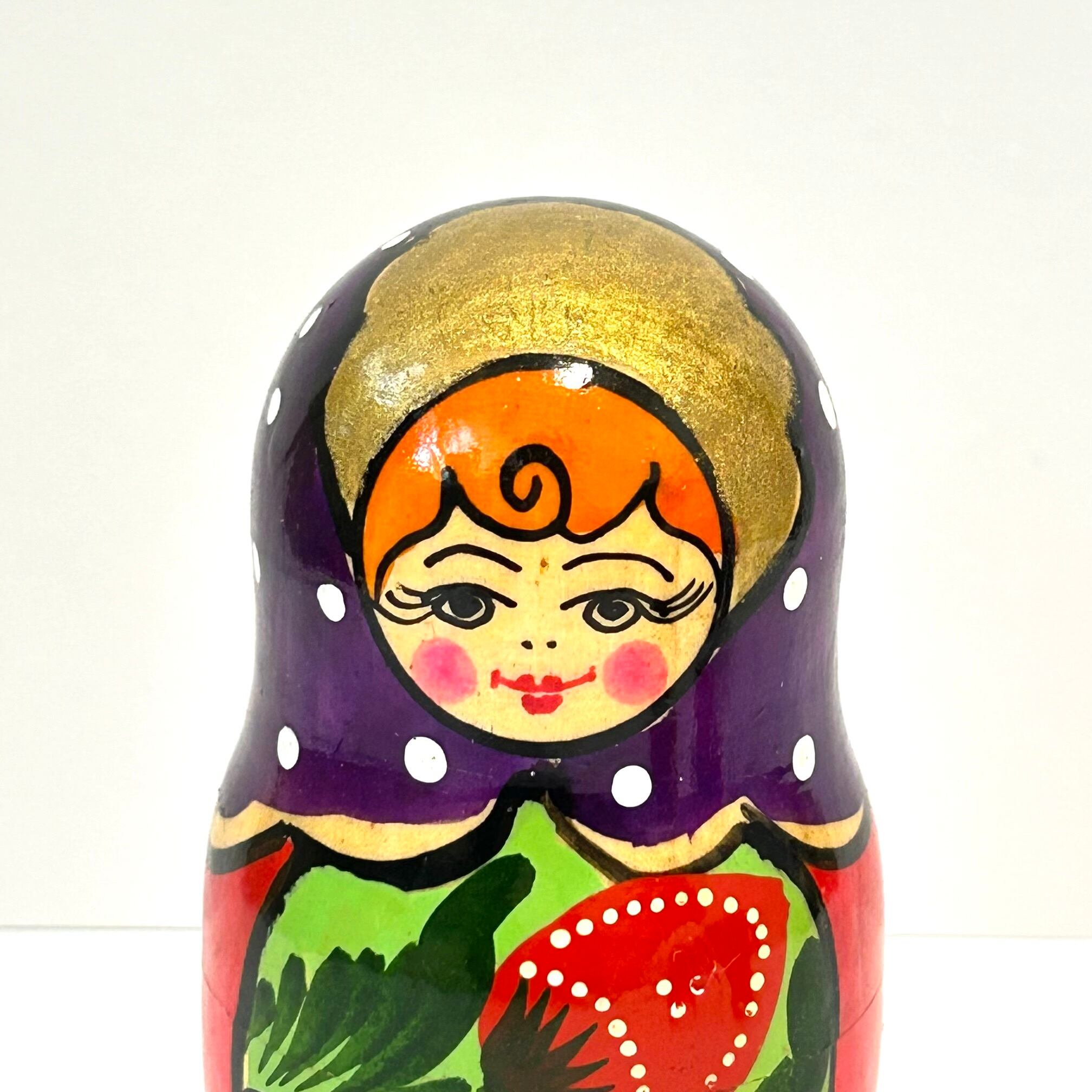 ビテージ いちご マトリョーシカ 9.5cm 3ピース B ロシア製 マイダン