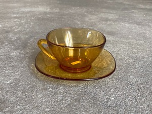 <vintage>vereco amber glass cup&soucer