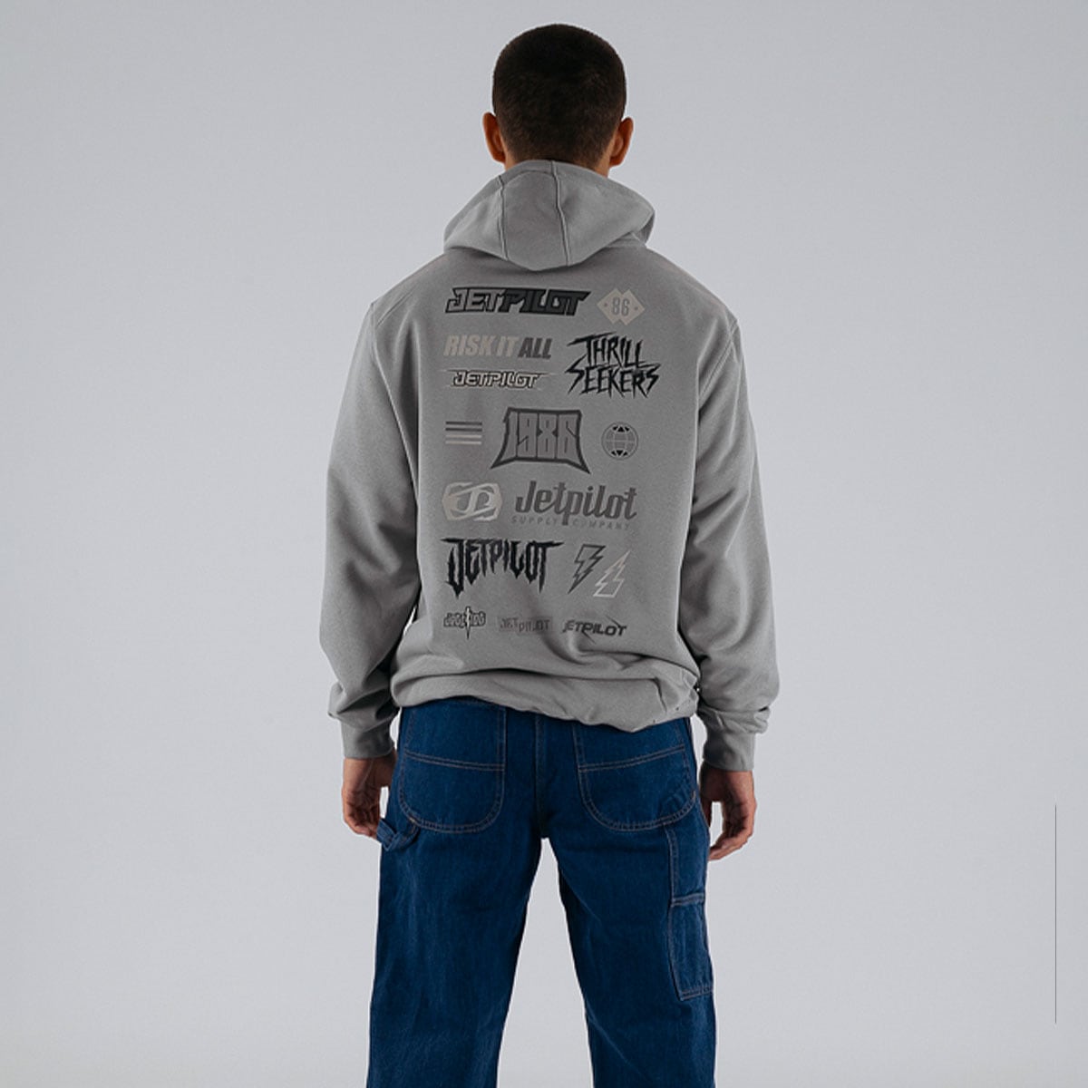 ステッカード プルオーバー グレー フーディー スウェット W26701