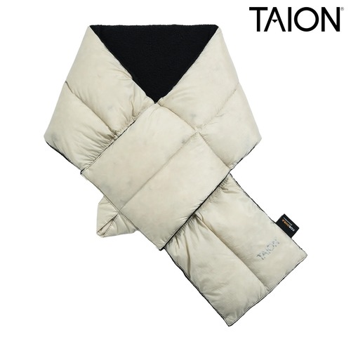 TAION タイオン ワーク ダウンマフラー CORDURA 800FP ダウン95% マイクロフリース パッカブル 軽量 防寒 保温 ユニセックス TAION-201WK OFF WHITE