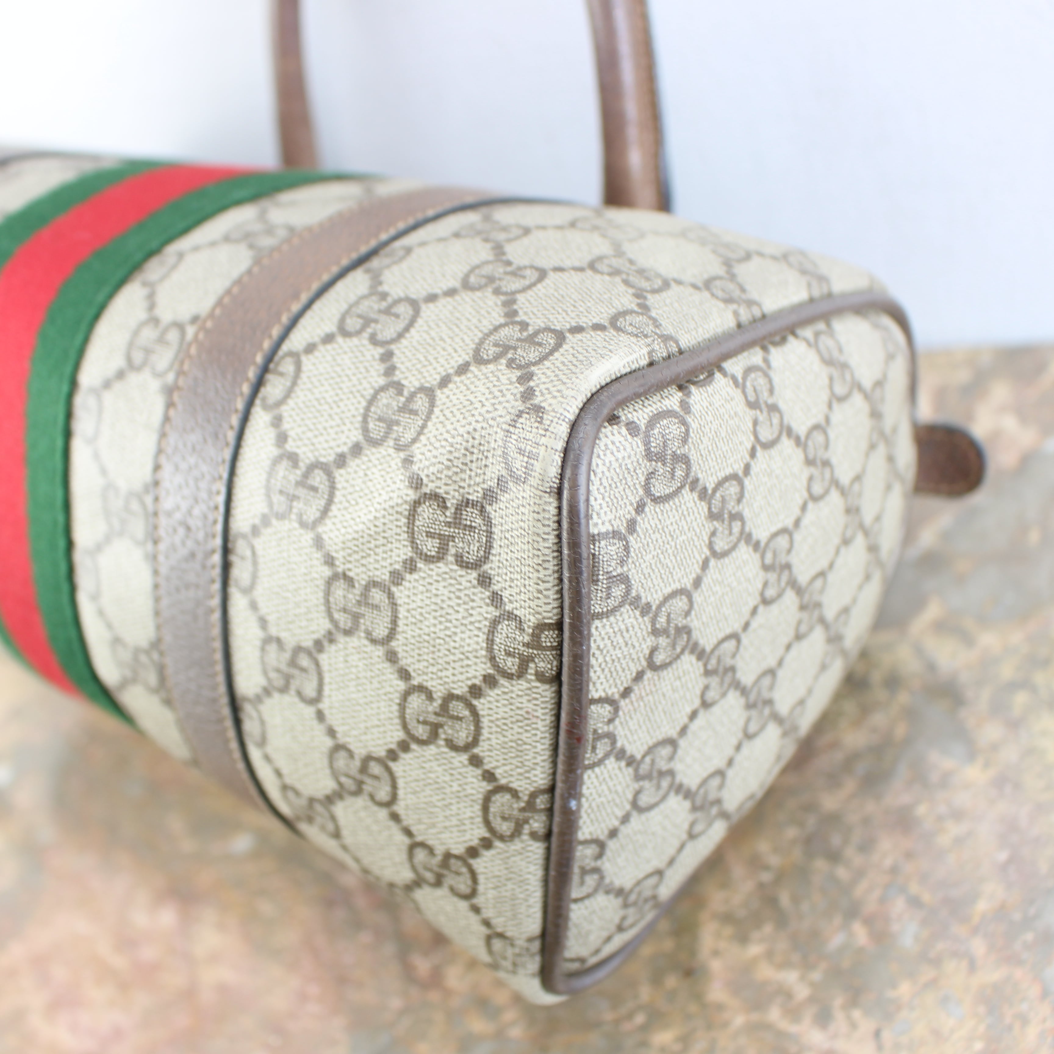 OLD GUCCI SHERRY LINE GG PATTERNED MINI BOSTON SHOULDER BAG MADE