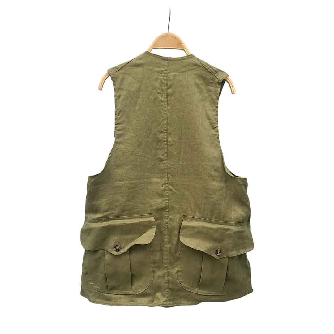 Hungting Vest「 Heavy Linen Mosgreen 」 - ハンティング ベスト