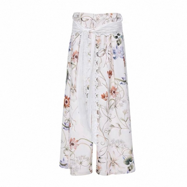 [YOSHUYUKI] floral lace wide-leg pants