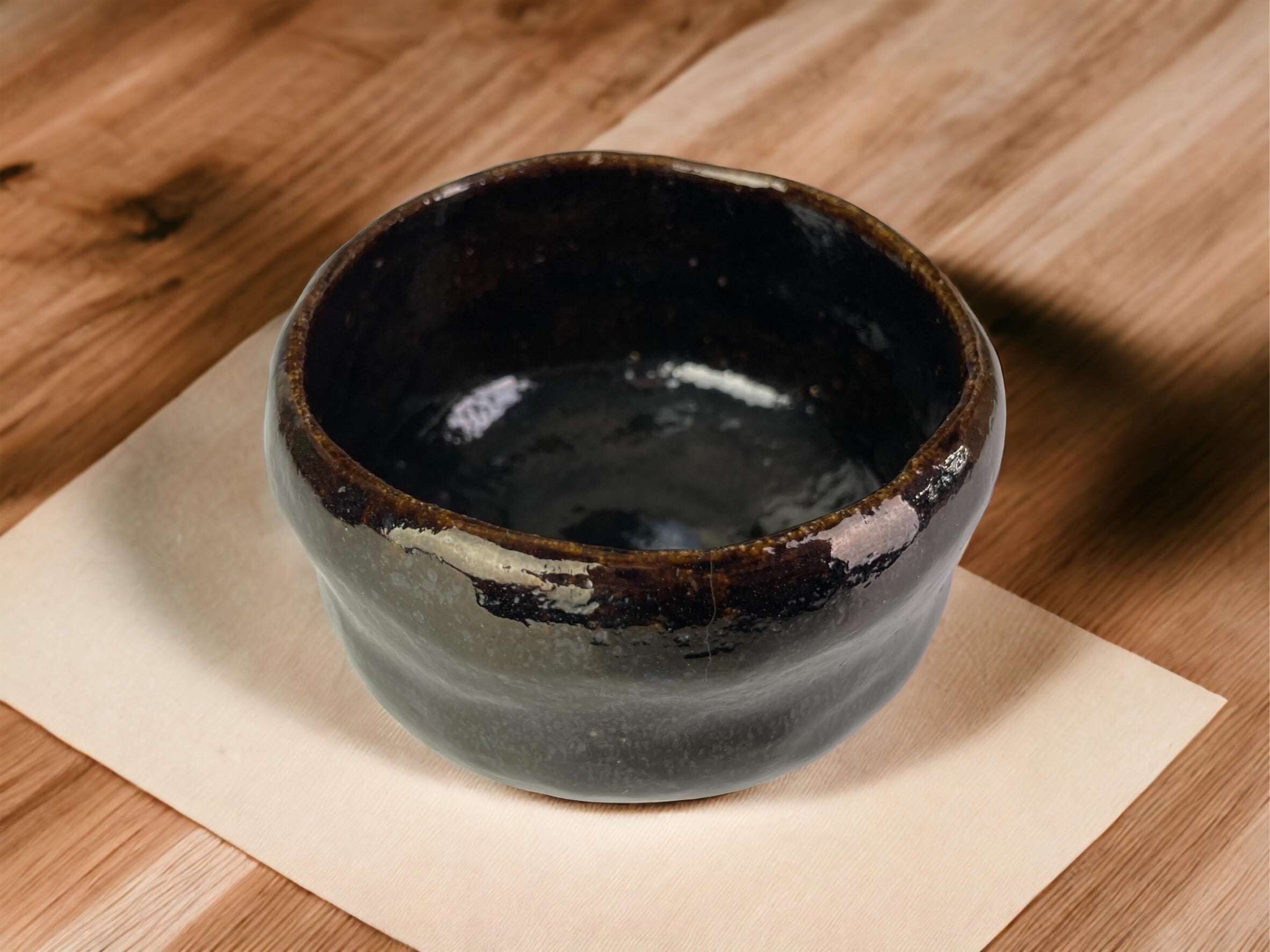 茶道具 茶碗 紫野焼 黒楽茶碗 道具 ] - 道具 紫野焼 黒楽数印茶碗（