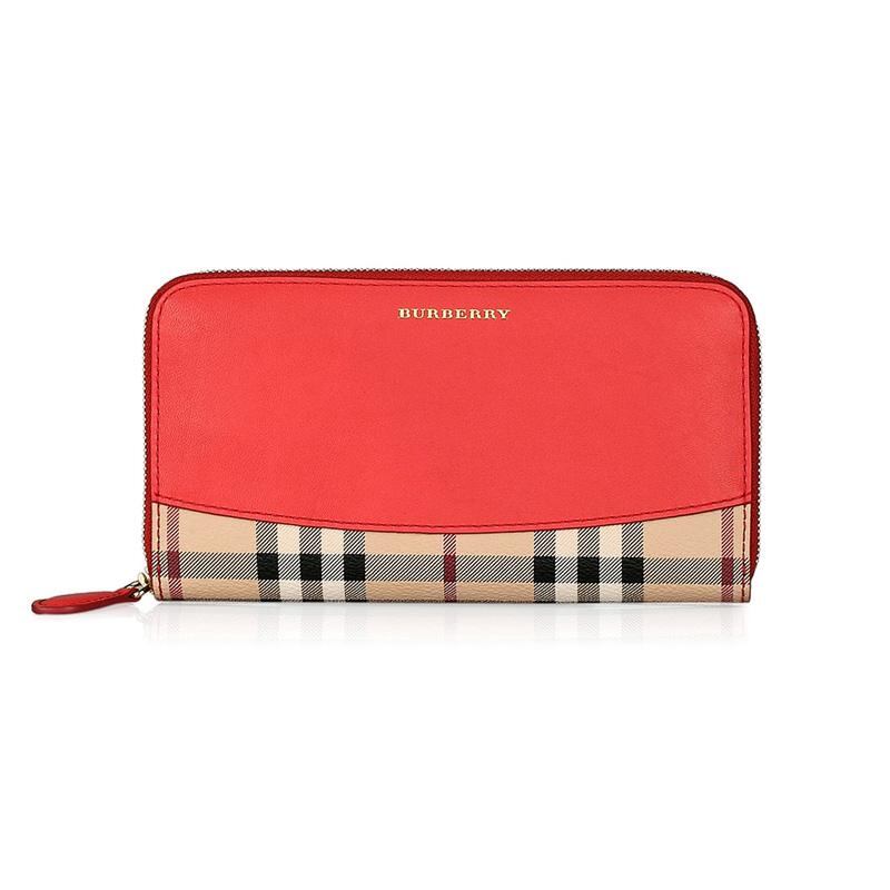バーバリーBURBERRY レディース ラウンドファスナー長財布 3930325 60940 CORAL-RED