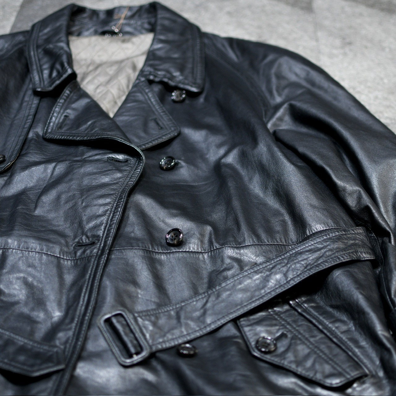 leather trench coat black