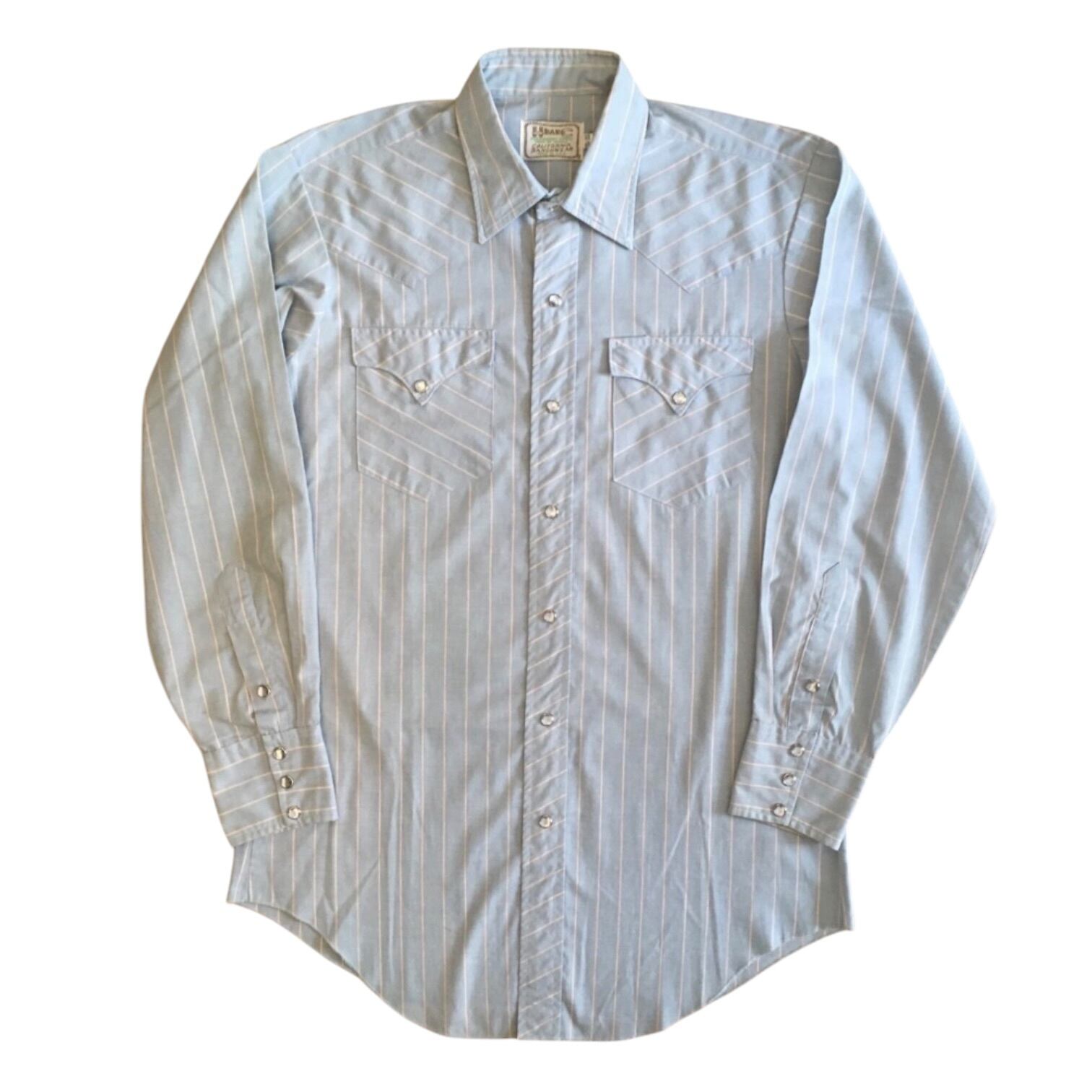 H BAR C Stripe Western Shirt / 15 1/2-33 / Made in USA / 70s