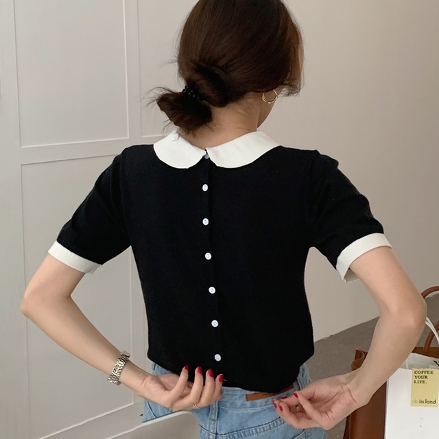 collar&back button tops＜t1546＞