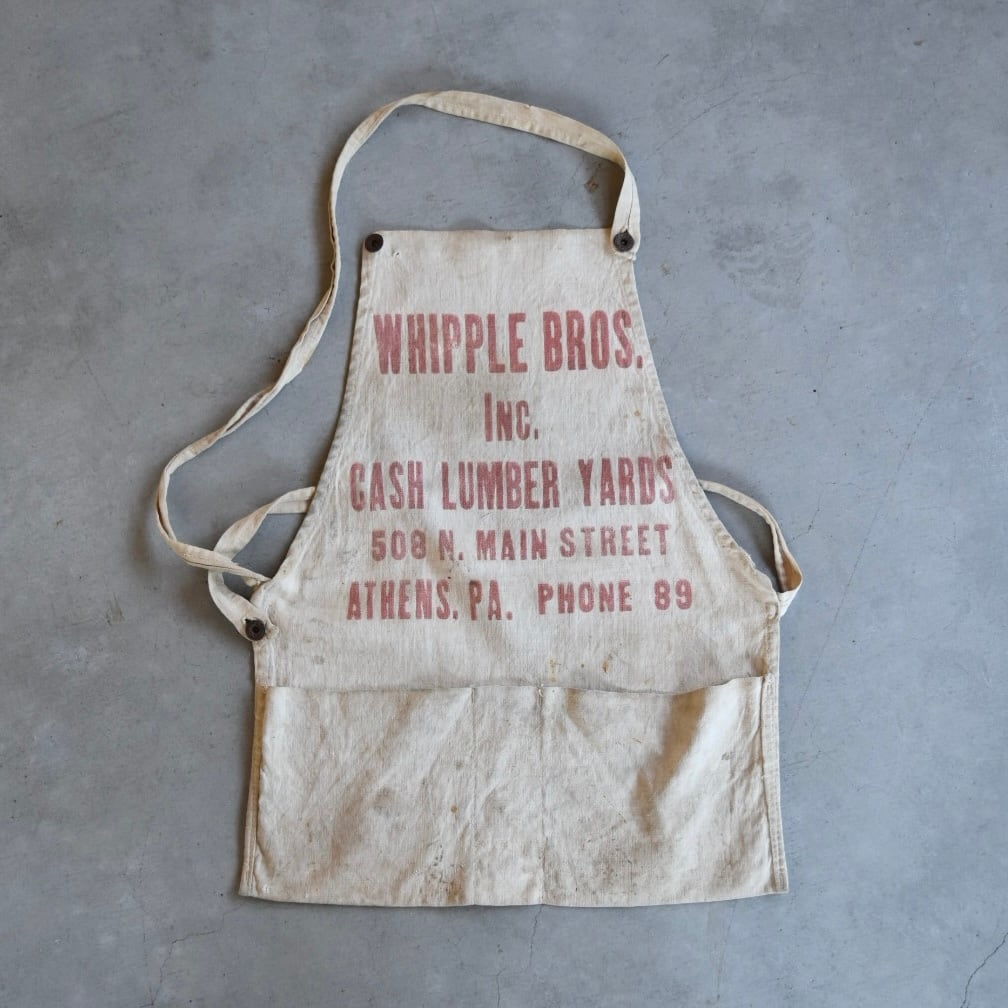 1930s CANVAS WORK APRON / LAUREL WREATH BUTTON | BUFF STOCK YARD