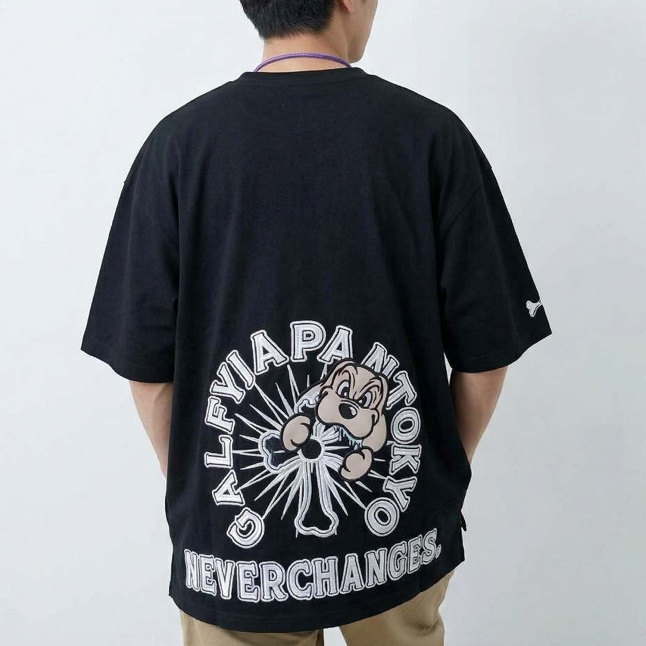 ガルフィー GALFY 半袖Tシャツ おしゃぶりワンワン 黒 （L） It is a T