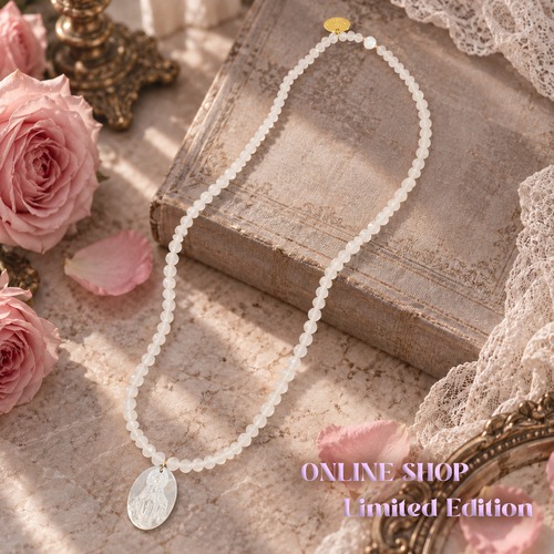 【ONLINE SHOP限定】ローズクォーツ×ホワイトシェル ネックレス