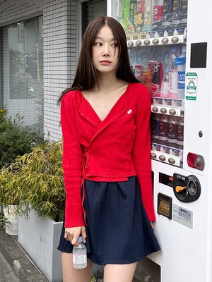 [MARGARIN FINGERS] PENDANT WRAP CARDIGAN (RED) 正規品  韓国 ブランド 韓国ファッション 韓国代行 マーガリンフィンガーズ margarinfingers 日本 店舗