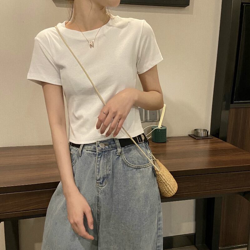 シャツ スプリングホワイトショートTシャツ トップス 春物 1号婦人87704112056