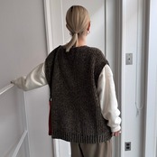 モールニットルーズvest/ブラウン