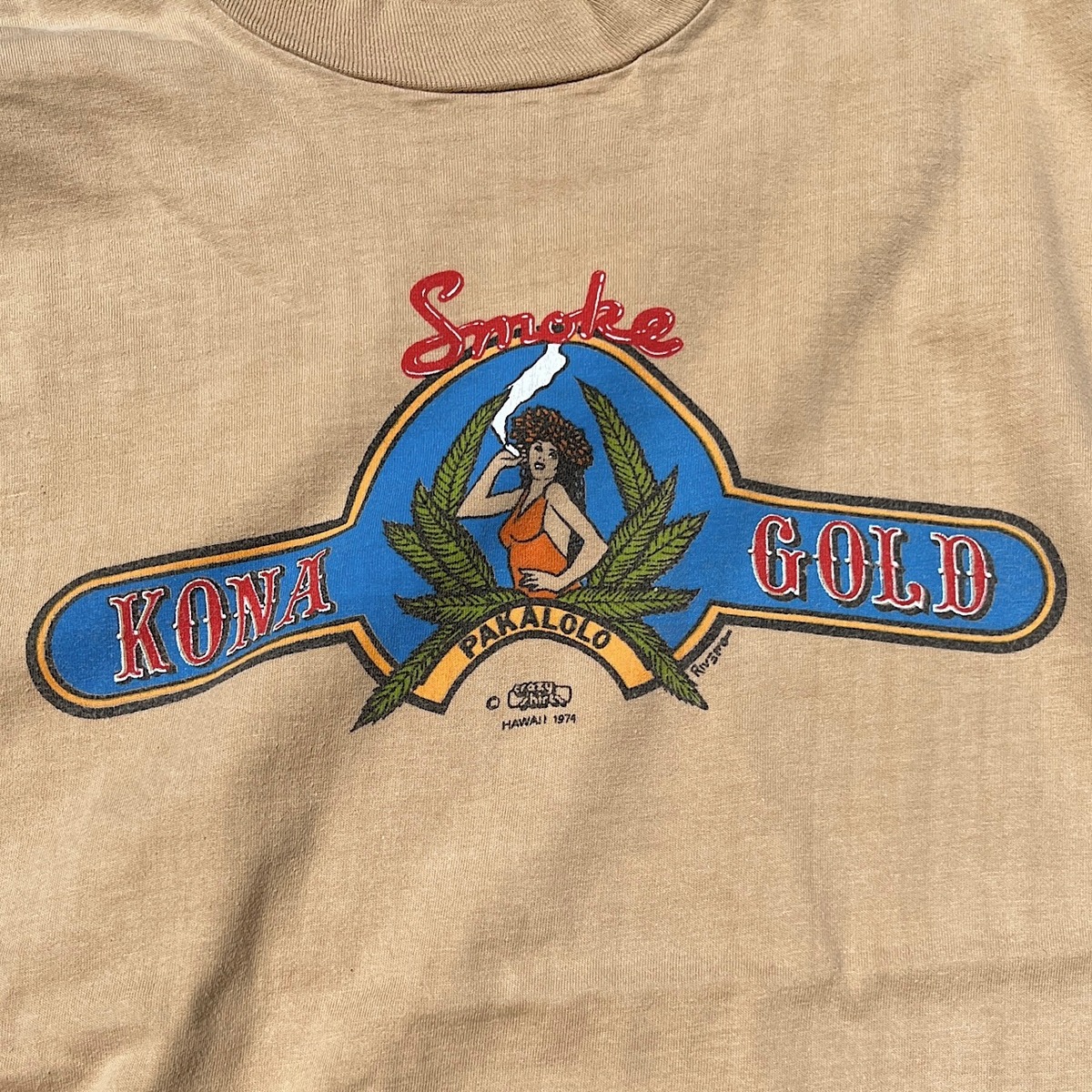 70年代 USA製 crazy shirts HAWAII クレイジーシャツ KONA GOLD マリファナ 大麻 プリントTシャツ